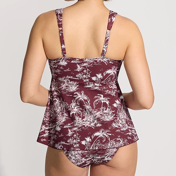 Lands’ End Adjustable Scoop Neck Tankini Top. Pink, purple, orange leaf Sz M NWT - Picture 6 of 10